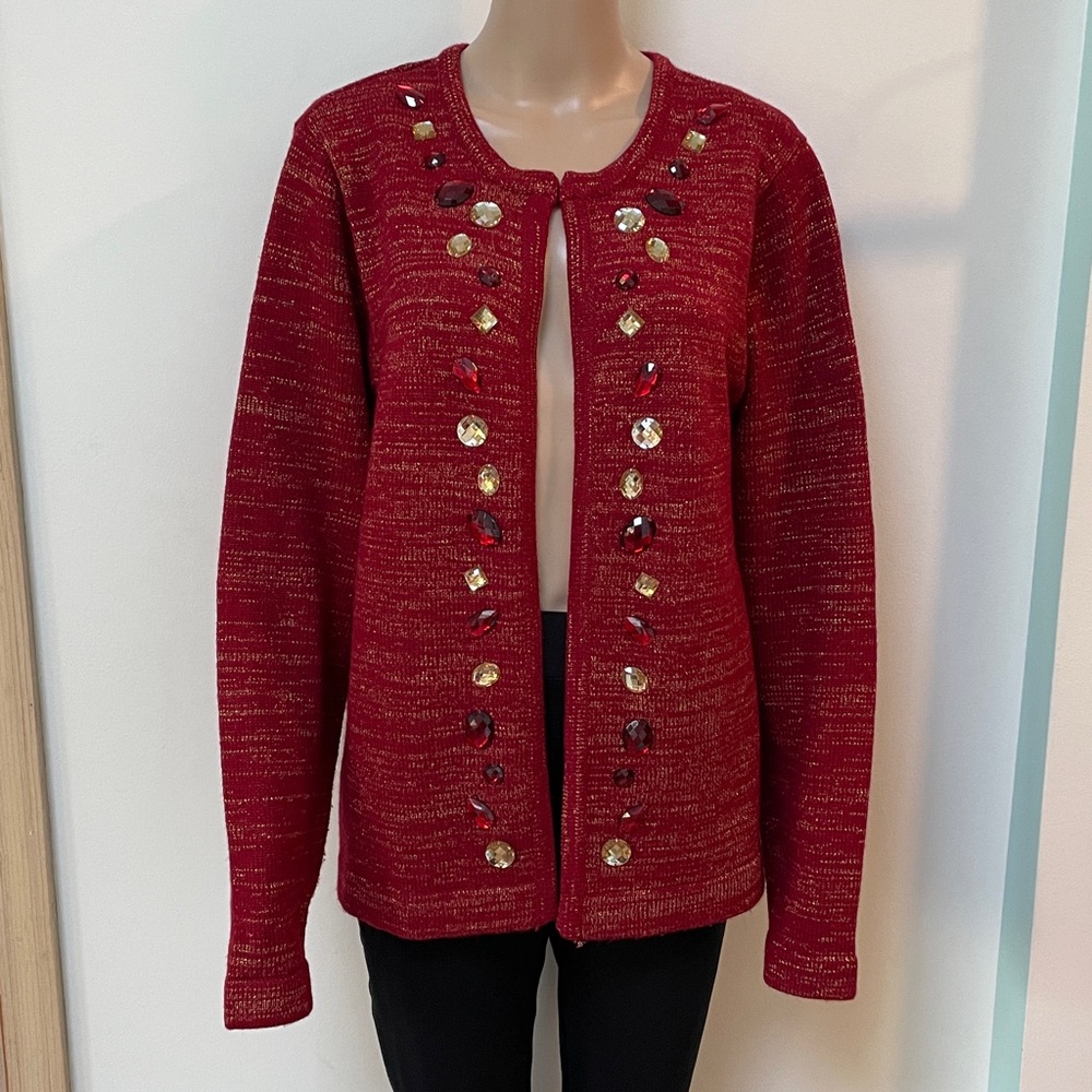 GUMPS SAN FRANCISCO cardigan sweater jeweled